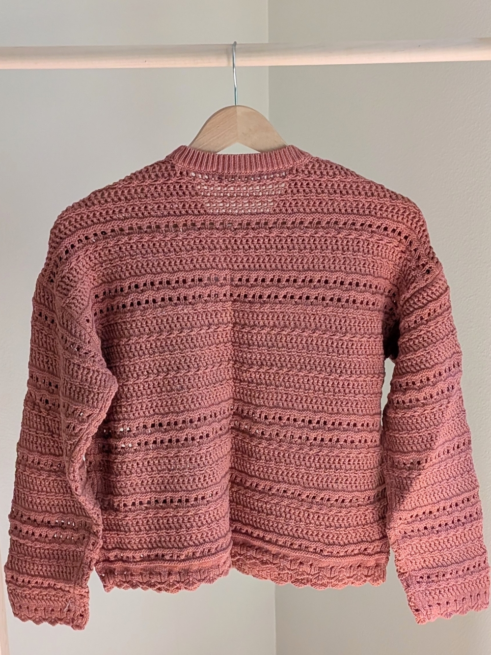 NWT Abercrombie & Fitch Textured Open Stitch Crewneck Sweater In Rose Pink - S - Picture 11 of 12